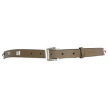 RALPH LAUREN Gray Brushed Silver Studded Leather Skinny Belt L - £31.59 GBP