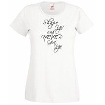 Womens T-Shirt Quote Shape up and Never Give Up, Inspirational Text ShirtsGift - £19.53 GBP