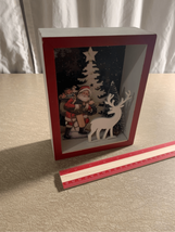Christmas Shadow Box Table Decor-Lighted Santa Reindeer Farmhouse Kitchen - $10.59