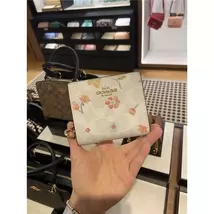 COACH Women's Folding Wallet Card Wallet Canvas Pocket (New Whiteflowers) - $69.00