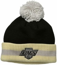 Los Angeles Kings NHL CCM Black Cream Cuffed Pom Knit Hat Cap Winter Beanie - $16.99
