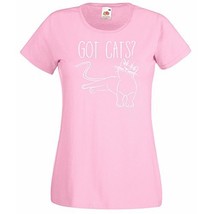 Womens T-Shirt Cute Relaxed Cat Quote Got Cats?, Funny Kitty TShirt Kitt... - £19.25 GBP