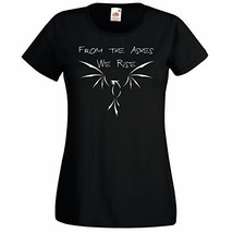 An item in the Fashion category: Womens T-Shirt Phoenix Quote From the Ashes We Rise, Fire Bird Shirt Lava Tshirt