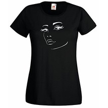 Womens T-Shirt Face with Hot Lips Silhouette, Sexy Face Shirts, Teens Eyes Shirt - £19.51 GBP