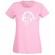 Albert Einstein Sticking Out His Tongue T-Shirt, Womens Funny Sciencist ... - £19.50 GBP