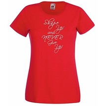 Womens T-Shirt Quote Shape up and Never Give Up, Inspirational Text ShirtsGift - £19.19 GBP