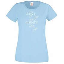 Womens T-Shirt Quote Shape up and Never Give Up, Inspirational Text Shir... - £19.26 GBP