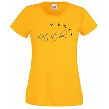 Womens T-Shirt Quote Let It Be with Birds The Beatles Inspirational Text Shirt - £19.18 GBP