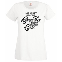 Womens T-Shirt with Quote He Must Become Stronger, Motivational Text on ... - $24.49