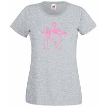 Womens T-Shirt Flamingo Couple Birds, Tropical Bird Silhouette, Romantic Shirt - £19.57 GBP