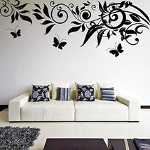 (87&#39;&#39; x 33&#39;&#39;) Vinyl Wall Decal Beautiful Sprig Pattern with Leafs &amp; Butterfli... - £68.74 GBP