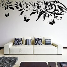 (94&#39;&#39; x 36&#39;&#39;) Vinyl Wall Decal Beautiful Sprig Pattern with Leafs &amp; Butterfli... - £78.22 GBP