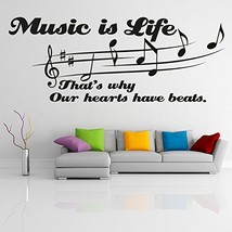 ( 94&#39;&#39; x 38&#39;&#39;) Vinyl Wall Decal Quote &quot;Music Is Life That&#39;s Why Our Hearts Ha... - £71.51 GBP