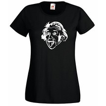 Albert Einstein Sticking Out His Tongue T-Shirt, Womens Funny Sciencist Shirt - £19.12 GBP