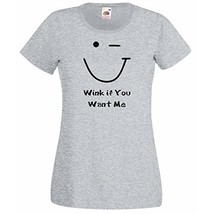 An item in the Sporting Goods category: Womens T-Shirt Wink Smiley Face, Quote Wink if You Want Me tShirt, Funny Shirt
