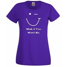 Womens T-Shirt Wink Smiley Face, Quote Wink if You Want Me tShirt, Funny... - £19.51 GBP