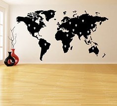 ( 100'' X 55'') Vinyl Wall Decal World Map with Google Dots / Earth Atlas Shi... - $138.06