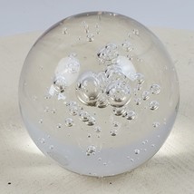 Vintage BIG Crystal Glass Paper Weight Clear Multi Bubbles 3&quot; Murano Style - $44.46