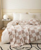 Ultra Soft Cozy Buffalo Checkerboard Grid Fluffy Microfiber Knitted Throw - £41.42 GBP