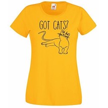 Womens T-Shirt Cute Relaxed Cat Quote Got Cats?, Funny Kitty TShirt Kitt... - $24.49