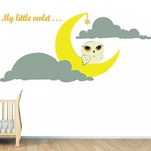 (47'' x 22'') Vinyl Wall Kids Decal Little Owlet and Crescent Moon, Clouds / ... - £28.42 GBP