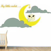 (71&#39;&#39; x 33&#39;&#39;) Vinyl Wall Kids Decal Little Owlet and Crescent Moon, Clouds / ... - £59.71 GBP