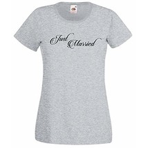 Womens T-Shirt Quote Just Married Bride Groom Wedding Day Shirts Marriag... - £19.57 GBP