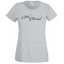 Womens T-Shirt Quote Just Married Bride Groom Wedding Day Shirts Marriag... - £19.55 GBP