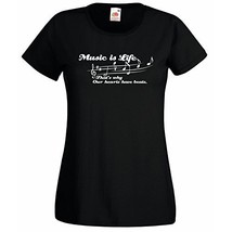 Womens T-Shirt Quote Music is Life Inspirational Text Shirts Motivational Shirt - £19.27 GBP
