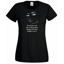 Womens T-Shirt Face Silhouette, Quote The eyes can do a thousand things Tshirt - £19.51 GBP
