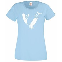 Womens T-Shirt Birds Feathers, Bird Plume tShirt Eagle Nib Shirt Flock of Birds - £19.57 GBP