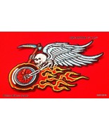 BIKER  Skeleton With Wings riding a Flaming Harley Patch - £5.32 GBP