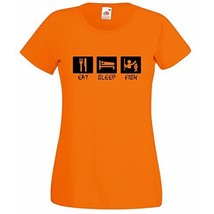 Womens T-Shirt Quote Eat Sleep Fish, Fishing Fisher TShirt, Fisherman Shirt - £19.57 GBP