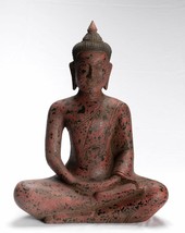 Antico Khmer Stile Legno Seduta Statua di Buddha Dhyana Meditation di Mudra - $302.20