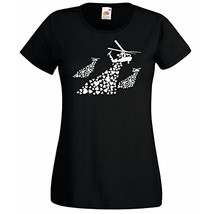 Womens T-Shirt Banksy Helicopters Hearts Bombs, Helicopter TShirt, Love ... - £19.57 GBP