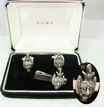 Vintage Chinese Cufflinks ORIGINAL box Asian Oriental Prince Of LanLing Tie tack - £301.21 GBP