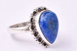 925 Sterling Silver Lapis Lazuli Gem Handmade Rose Gold/Gold Plated Ring GRS1221 - £35.59 GBP+