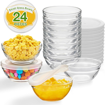 12 Pack 3.5 Inch Small Glass Bowls with 12 Pack Lids, 4 Oz Mini Glass Containers - £20.23 GBP