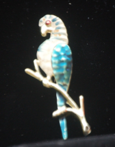 Enamel Parrot Pin White &amp; Blue Vintage - $9.89