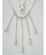 Sterling Silver 1 mm 16&quot; Box Chain w Dangle Silver and Silver Foil Beads - £54.35 GBP