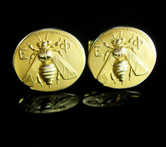 Epsilon Phi Cufflinks FLY Vintage Fraternal Gold insect fraternity Birthday Anni - £99.94 GBP