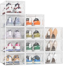 Shoe Box, 12 Pack Clear Plastic Shoe Storage Boxes Stackable, Shoe Organizer - £34.34 GBP