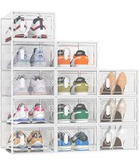 Shoe Box, 12 Pack Clear Plastic Shoe Storage Boxes Stackable, Shoe Organ... - £35.24 GBP