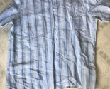 J Ferrar Mens Tan Blue Stripe Short Sleeve CAMP Shirt Linen Blend 2XLT C... - $26.88