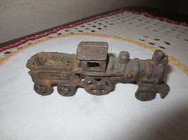 Antique Cast Iron Miniature Locomotive &amp; Tender - 5-1/4&quot;L X 1-1/8&quot;W X 1-3/4&quot;H - £70.00 GBP