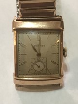 1942 Mens 14k Solid Gold Longines Tank Wristwatch 8LN Movement - 6372803 Working - £1,379.88 GBP
