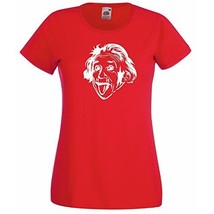 Albert Einstein Sticking Out His Tongue T-Shirt, Womens Funny Sciencist ... - £19.14 GBP