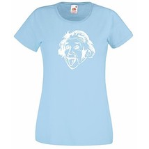 Albert Einstein Sticking Out His Tongue T-Shirt, Womens Funny Sciencist ... - $24.49