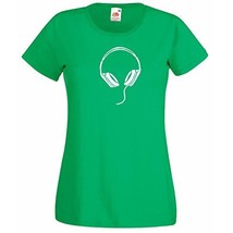 Womens T-Shirt Headphones, Music Fans Shirts, Pop, RnB, Trance, Chill Song Shirt - £19.57 GBP