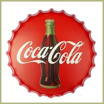 Retro Tin Sign Embossed Famous Brand Bottle Cap 15.75&quot; Dia. Metal Art Wall Decor - £47.92 GBP